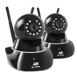 Wireless IP Cameras 1080P HD Night Vision P2P Remote Access 2 Pack Black