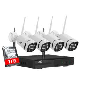 Wireless CCTV 3MP Camera System 8CH NVR WiFi Outdoor IP65 1TB HDD Two Way Audio
